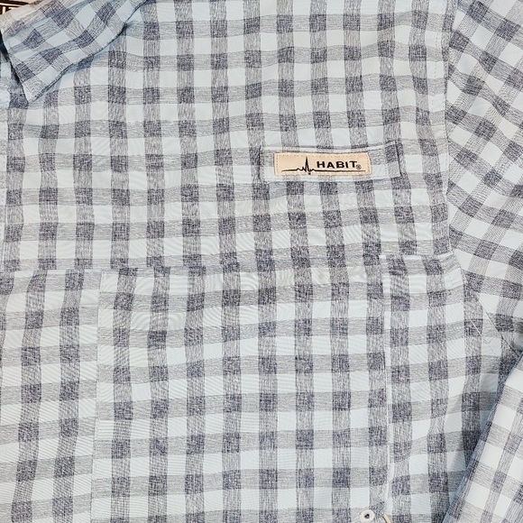 Habit Men's Long Sleeve Shirt 3XL Blue Checked Cargo Utility Fishing Button - Picture 3 of 15